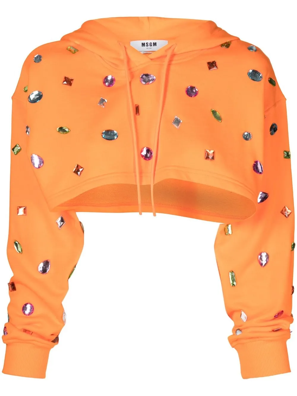 

MSGM crystal-embellished cropped hoodie - Orange