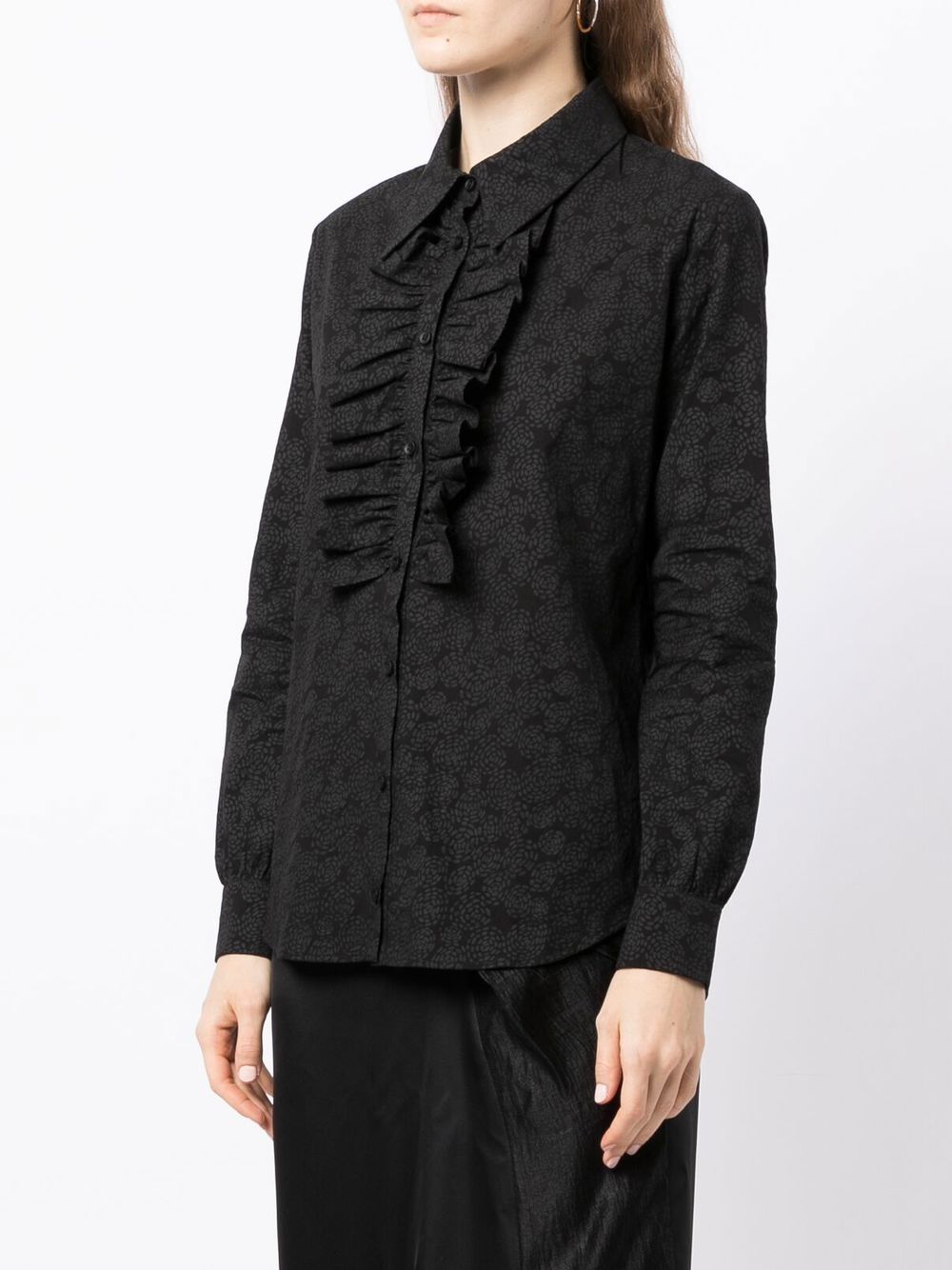 Shop Uma Wang Ruffled Long-sleeve Shirt In Black