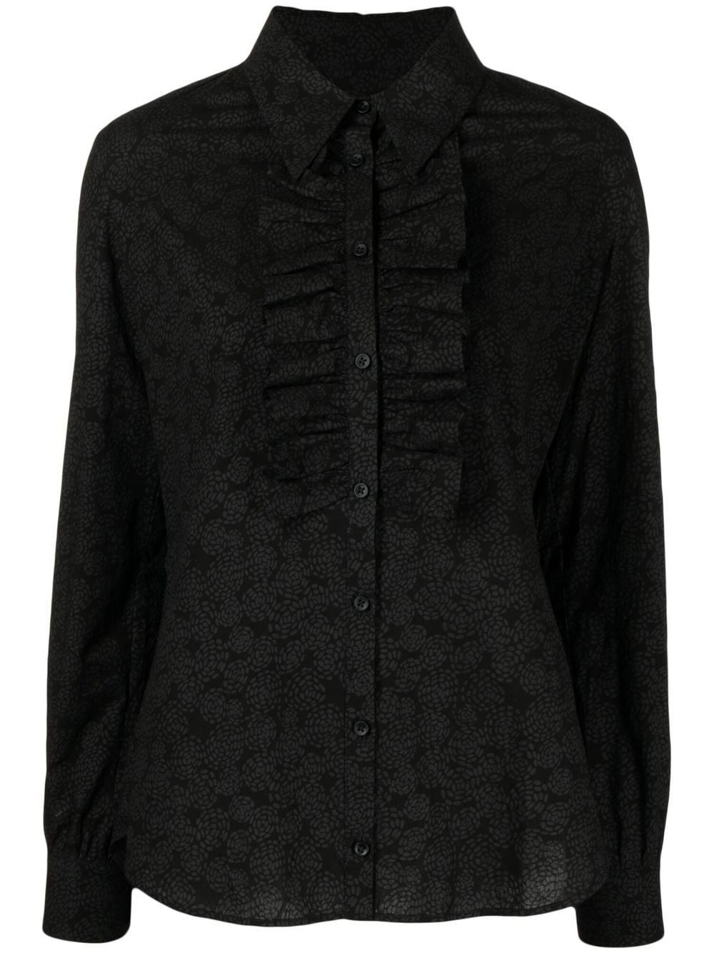 Uma Wang Ruffled Long-sleeve Shirt In Black