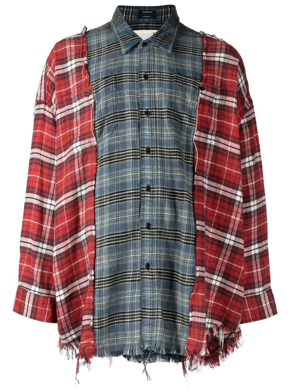 

R13 camisa con efecto envejecido y diseño patchwork - Rojo