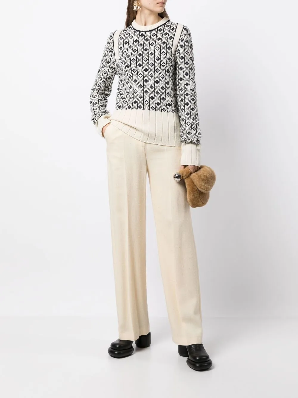 Jil Sander Intarsia trui - Beige