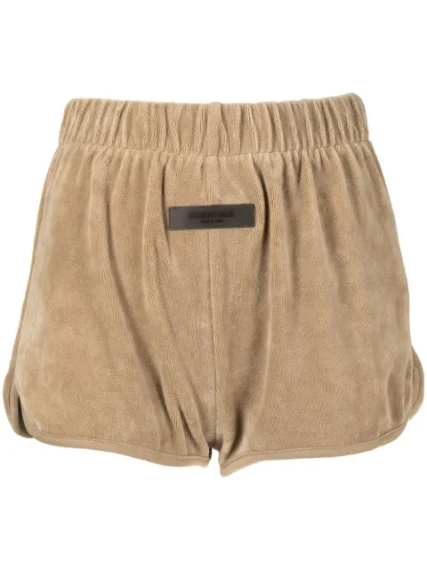 FEAR OF GOD ESSENTIALS velvet-effect logo-tag shorts 