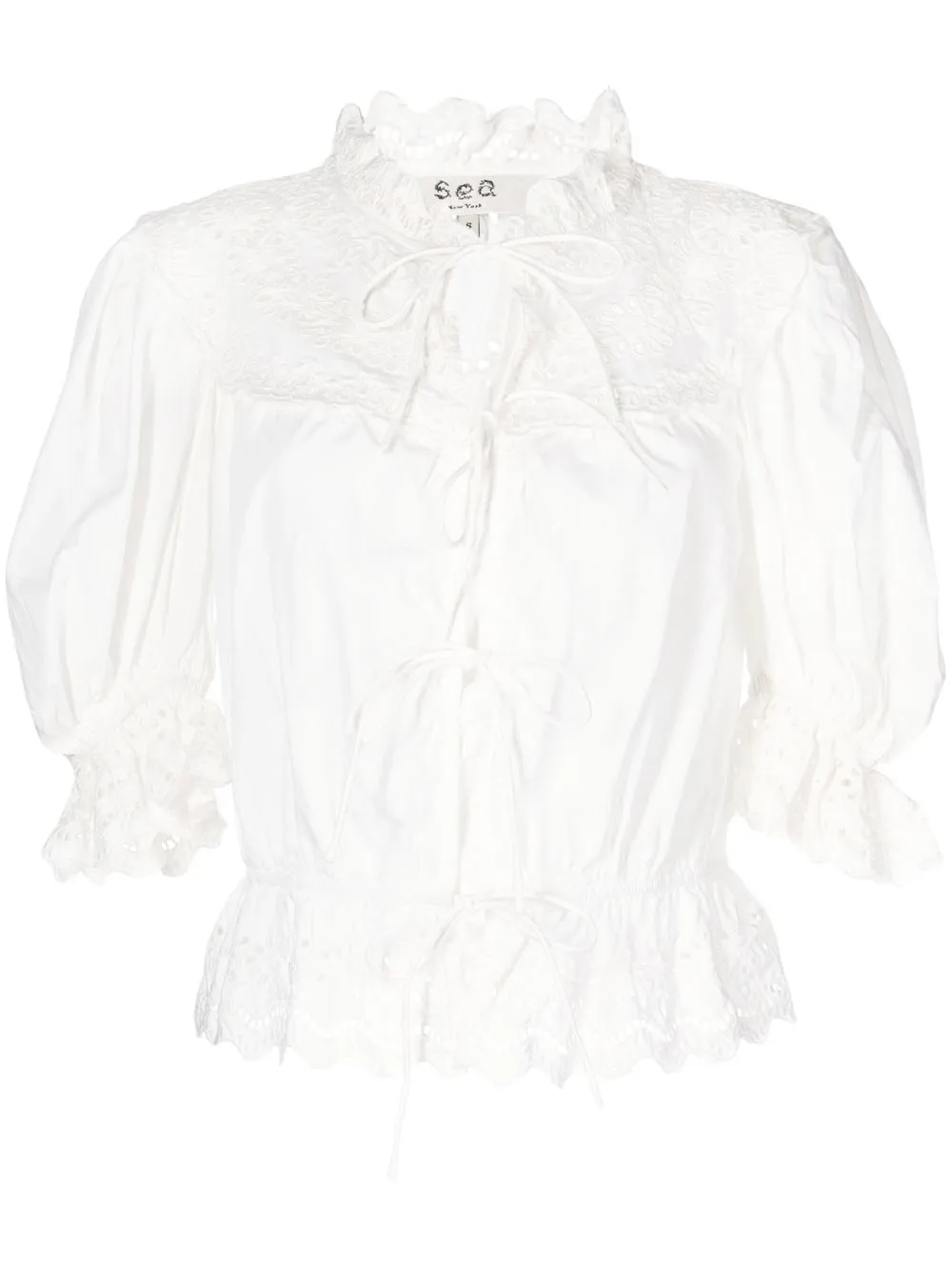 

Sea blusa con bordado inglés - Blanco