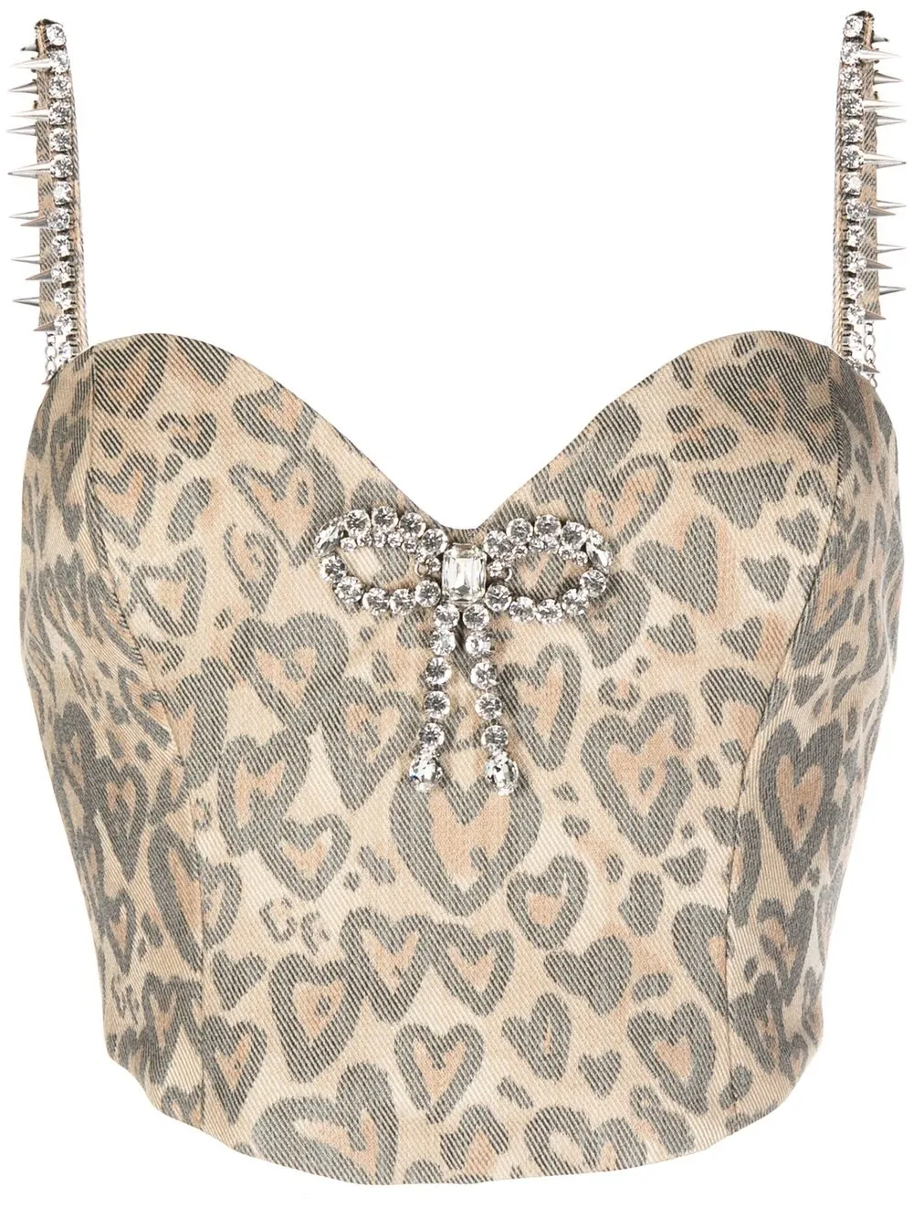 

AREA Cheetah Heart print top - Brown