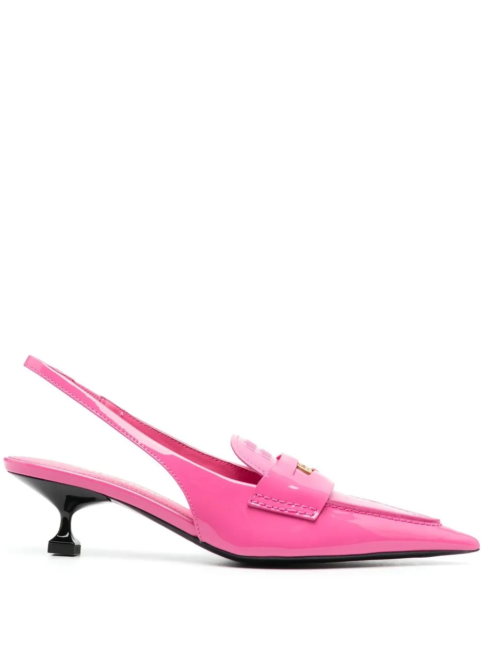 Miu Miu Slingback Patent Leather Penny Loafers In Snow Pink