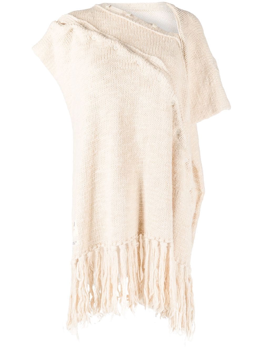 

Yohji Yamamoto button-detail knitted shawl - White