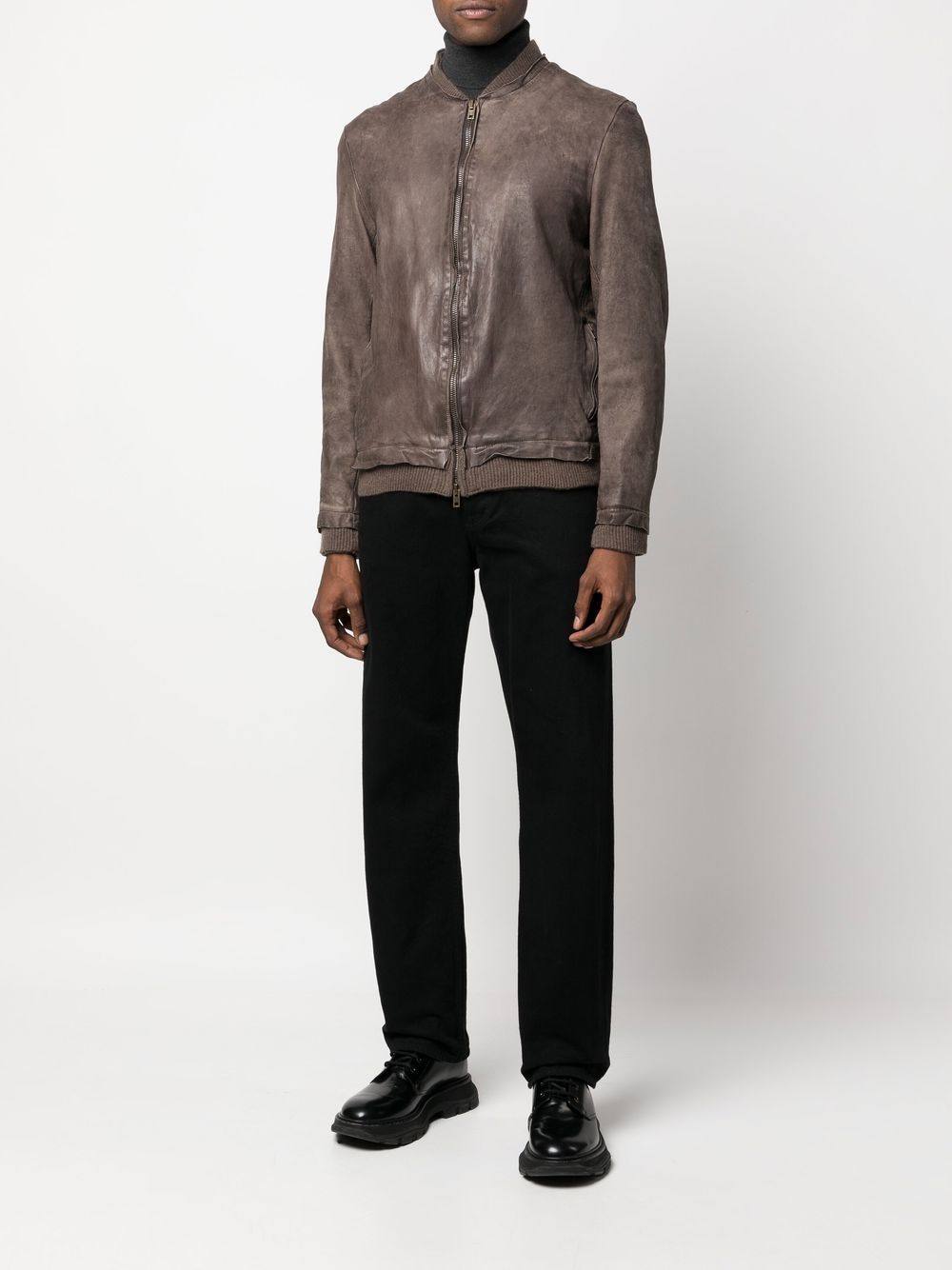 Salvatore Santoro distressed-effect Leather Bomber Jacket - Farfetch