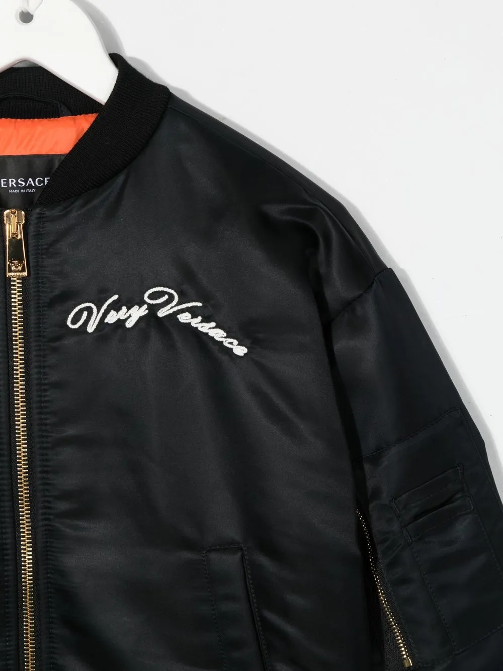 Versace Donatella Embroidery Bomber Jacket In Black