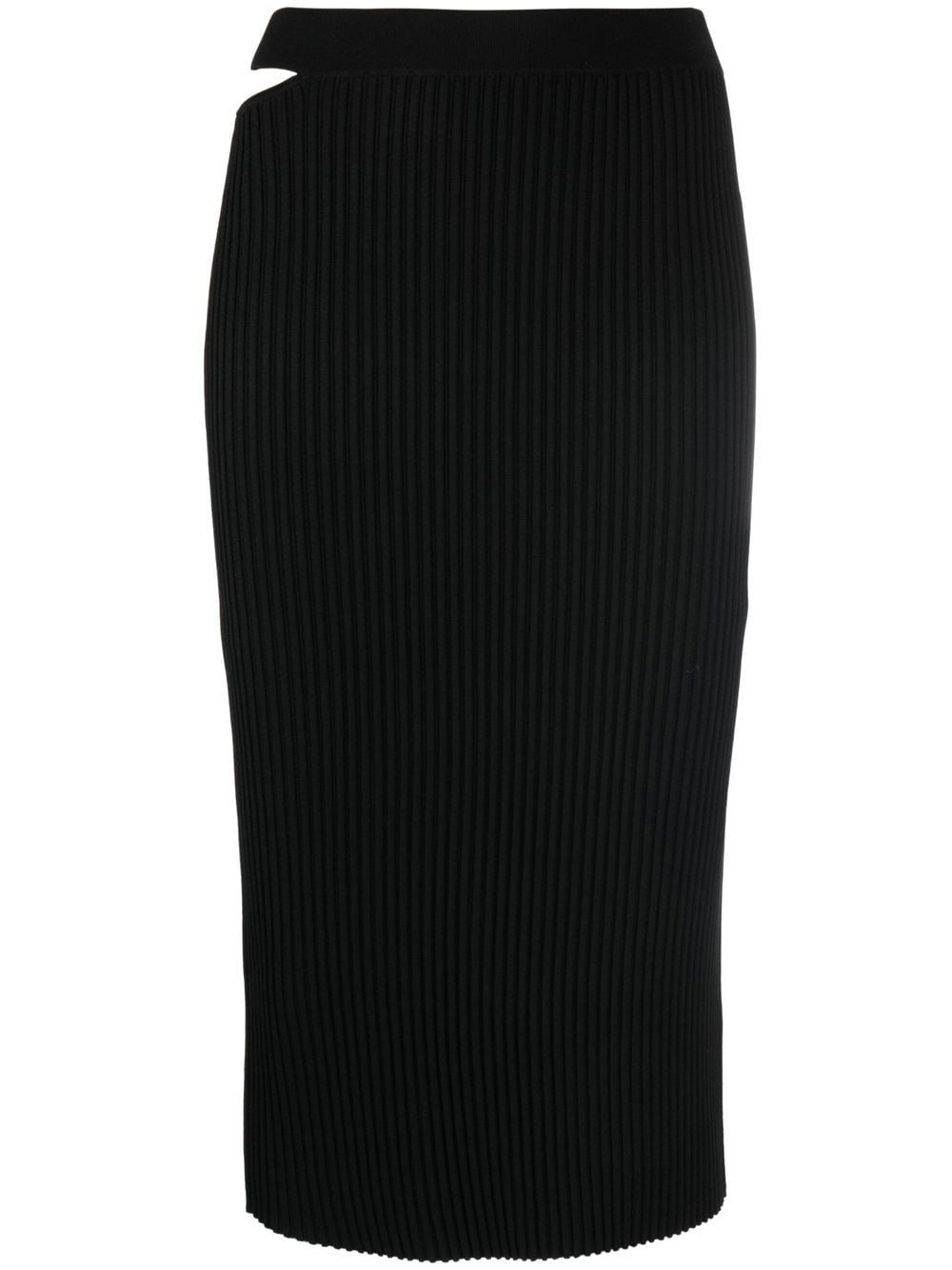 Helmut Lang cutout-detail ribbed knit skirt - Black