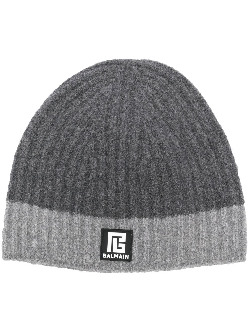 

Balmain logo-patch wool-blend beanie - Grey