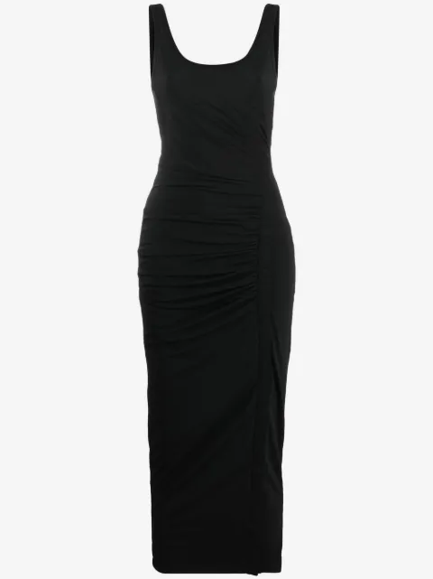 Helmut Lang vestido drapeado detalle de abertura