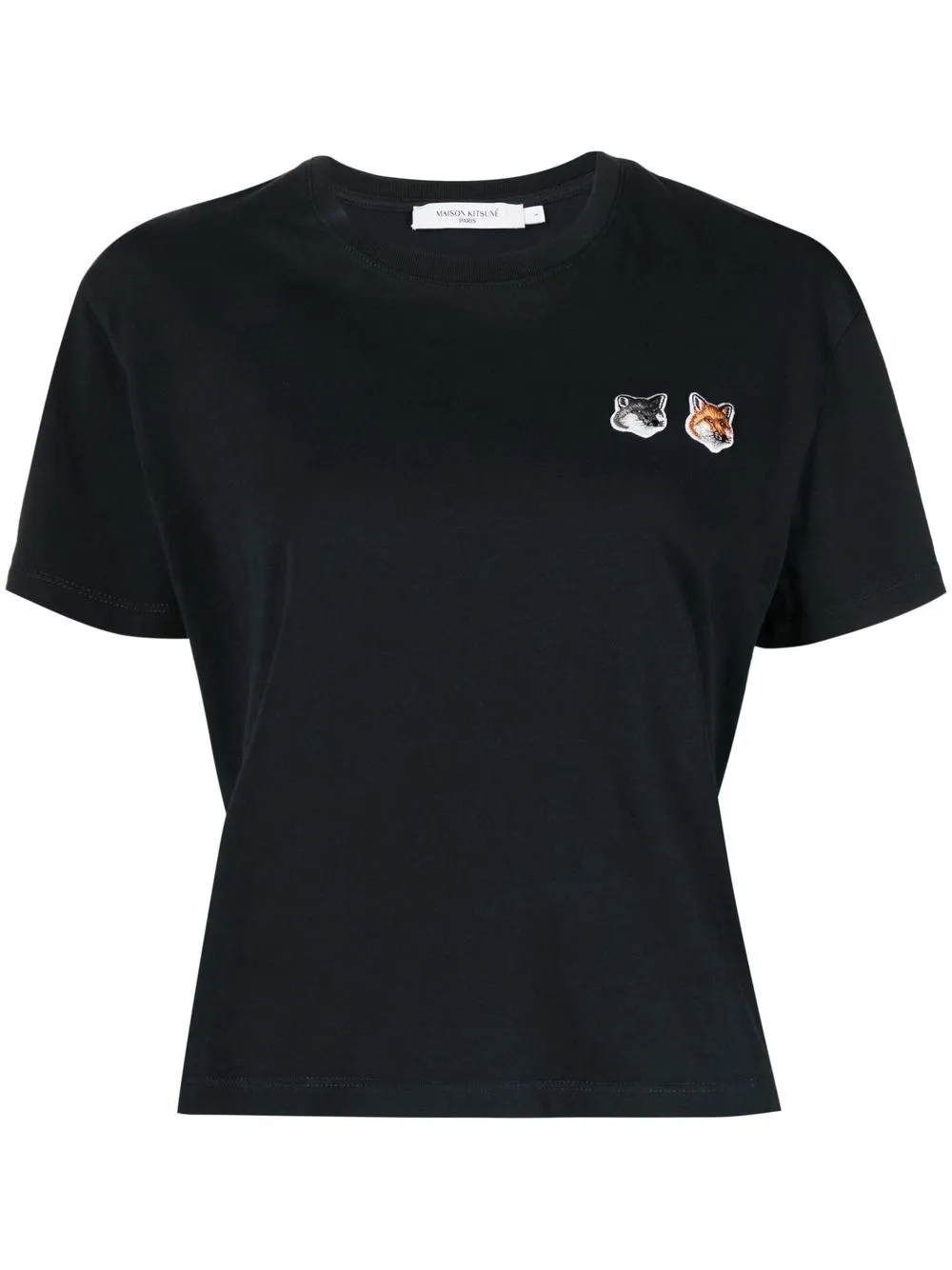 Maison Kitsuné Double Fox Head Patch Cropped T-shirt In Blau