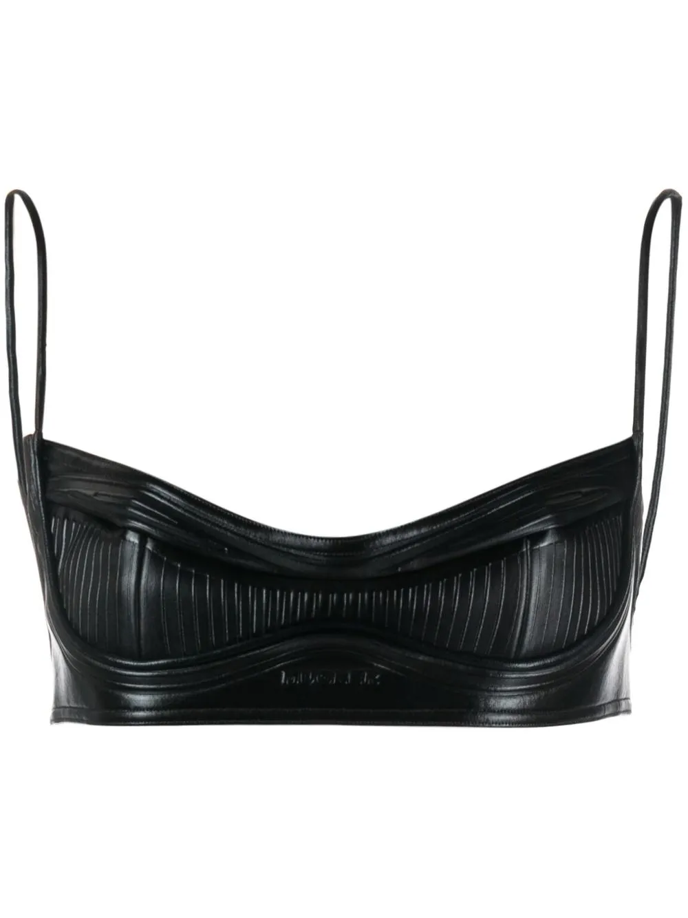 

Mugler bralette con logo en relieve - Negro