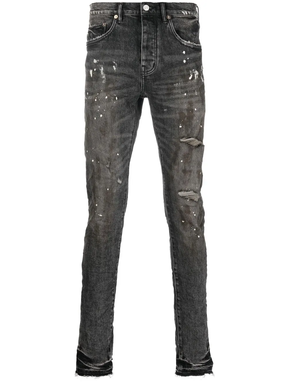 

Purple Brand mid-rise paint splatter-detail skinny jeans - Black