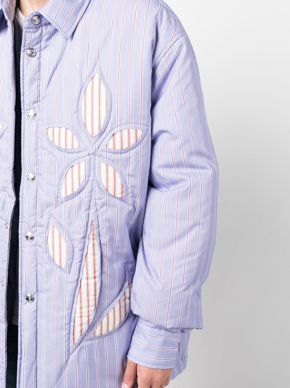 Shop Bluemarble Striped Padded Shirt Jacket In Blue