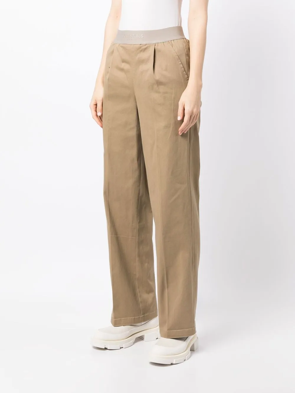  Fear Of God Essentials Gerade Hose Mit Logo Bund   Braun 