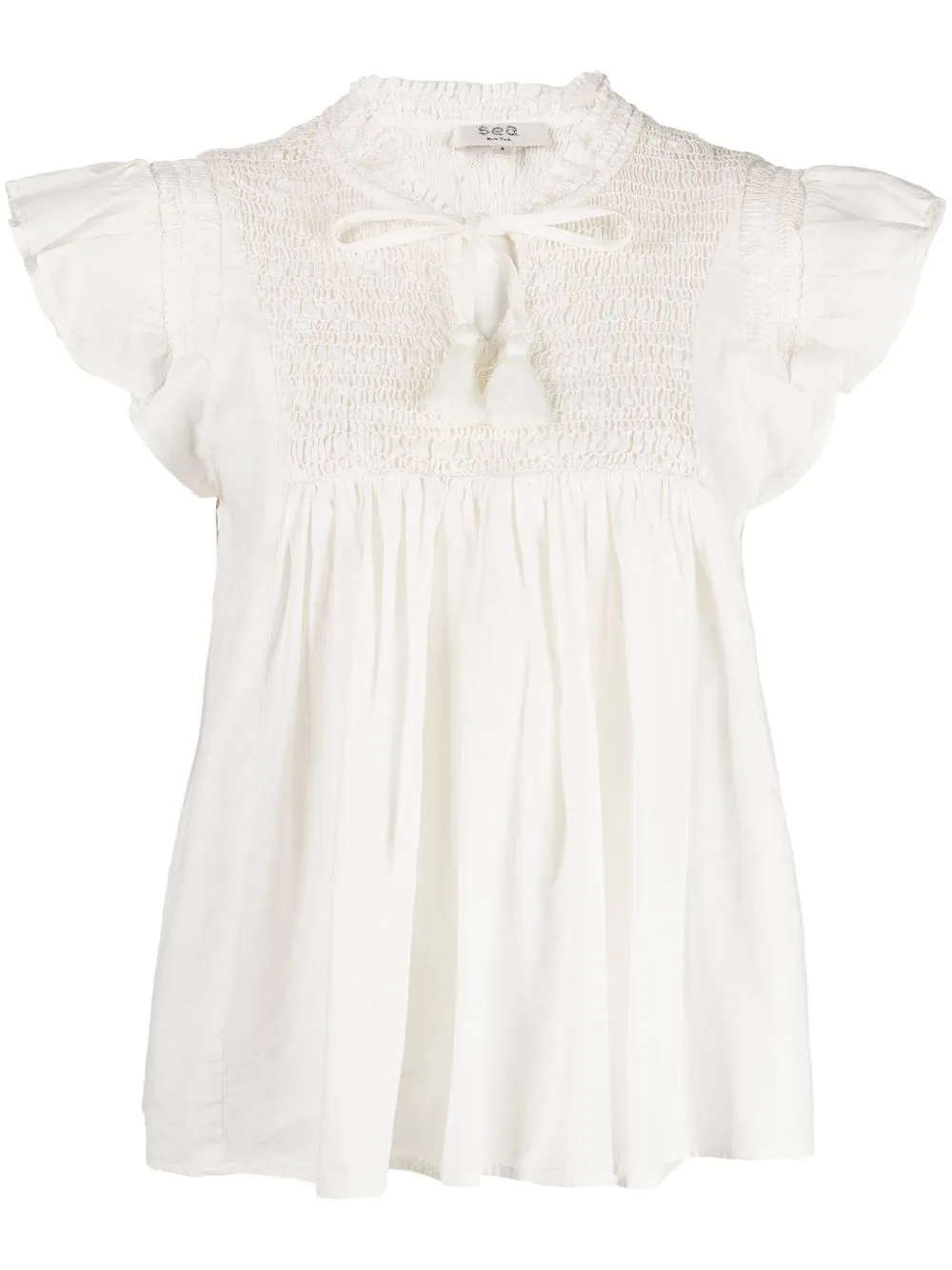 

Sea tie-neck frill sleeve blouse - White