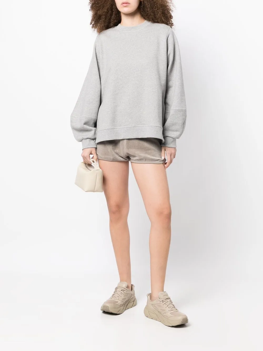  Fear Of God Essentials Logo-patch Velour Shorts - Grey 