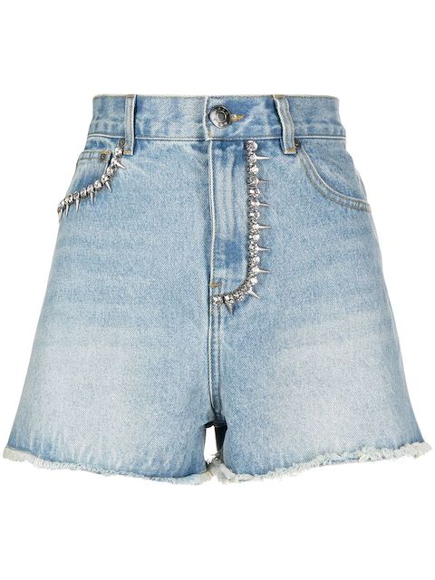 AREA logo-lettering denim shorts 
