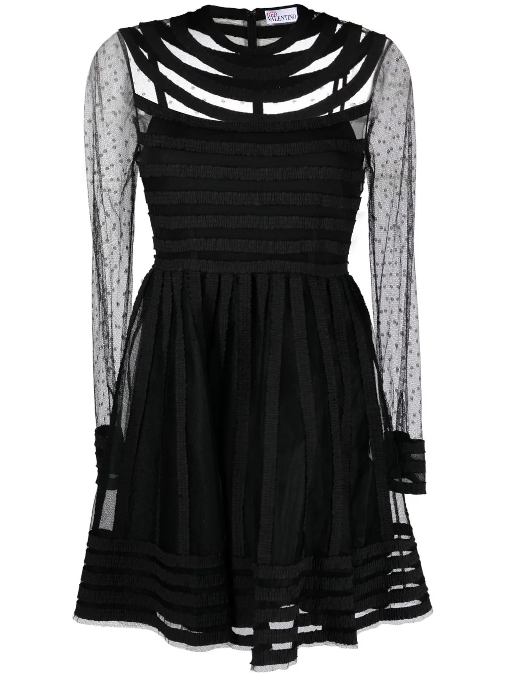 

RED Valentino vestido corto con panel transparente - Negro