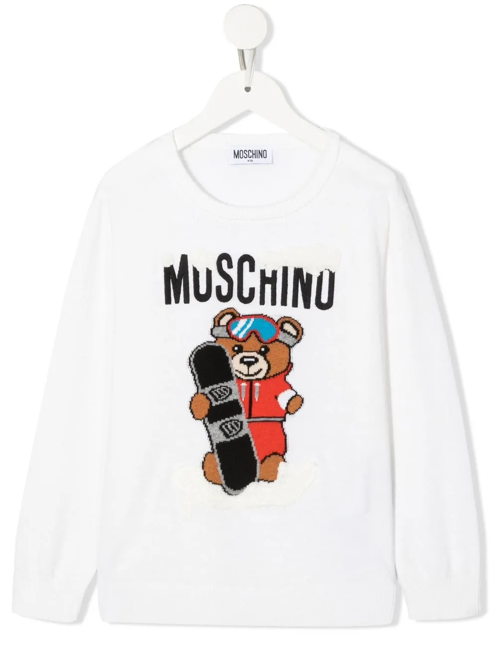 

Moschino Kids Teddy Bear embroidered jumper - White