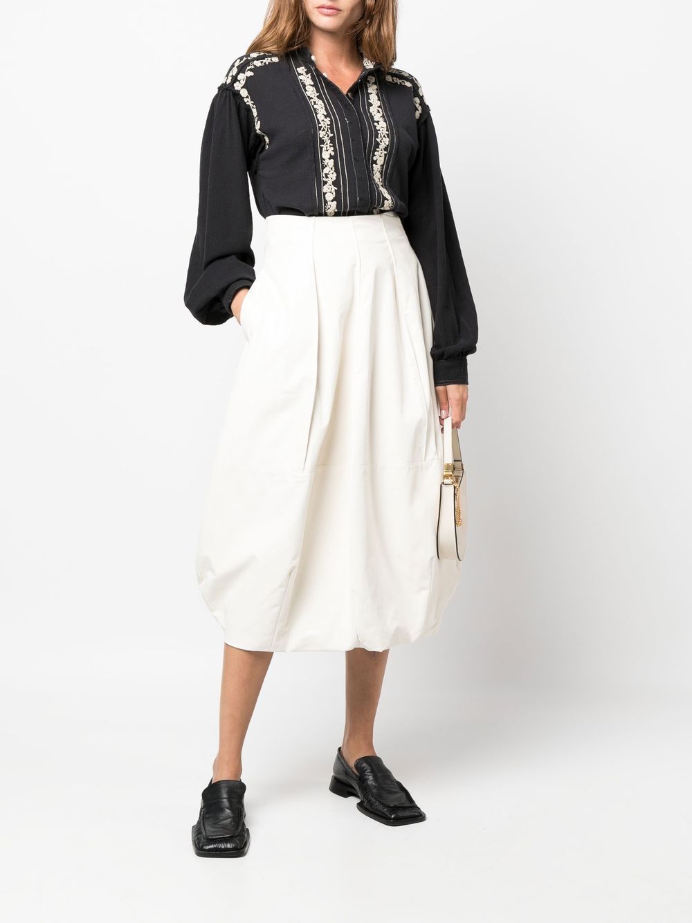 Shop Gentry Portofino Pleat-detail High-waisted Skirt In 中性色