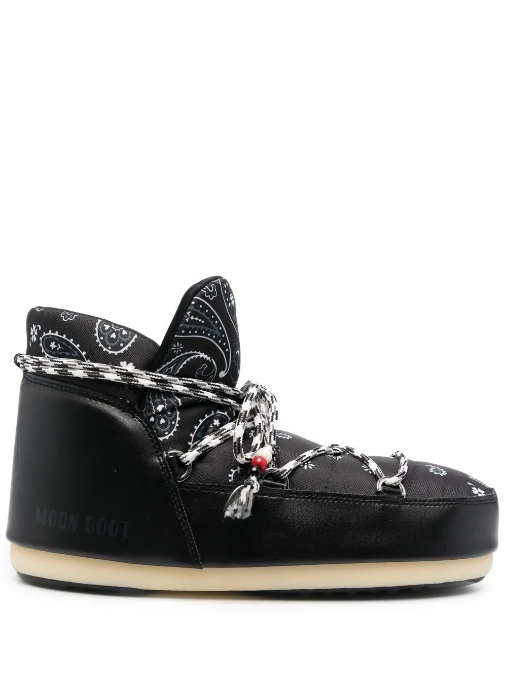 Alanui Moon Boot Full Moon Bandana-print Shell And Faux Leather Boots In Black