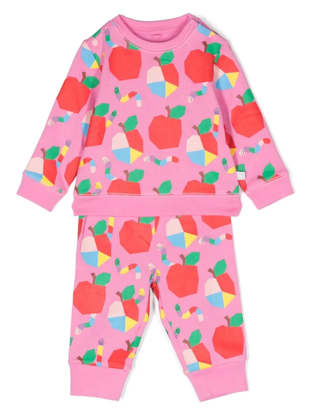 

Stella McCartney Kids traje deportivo con manzana estampada - Rosado