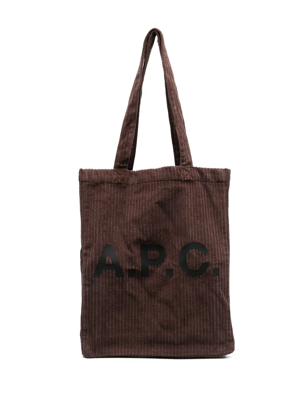 

A.P.C. logo-print corduroy tote bag - Brown