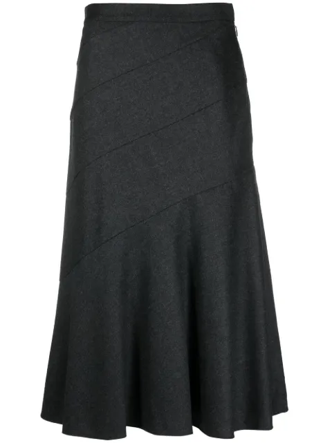 diagonal-stripe midi skirt