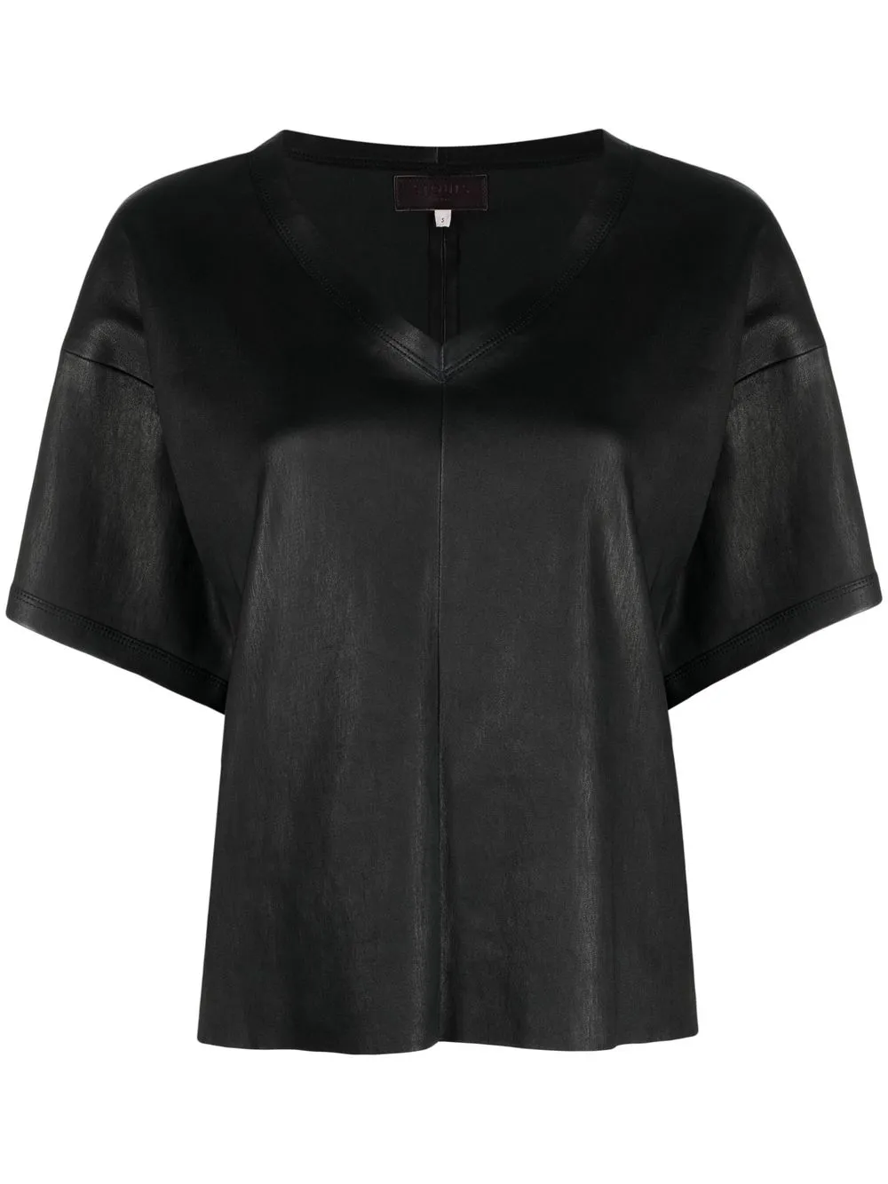 

Stouls V-neck leather T-shirt - Black