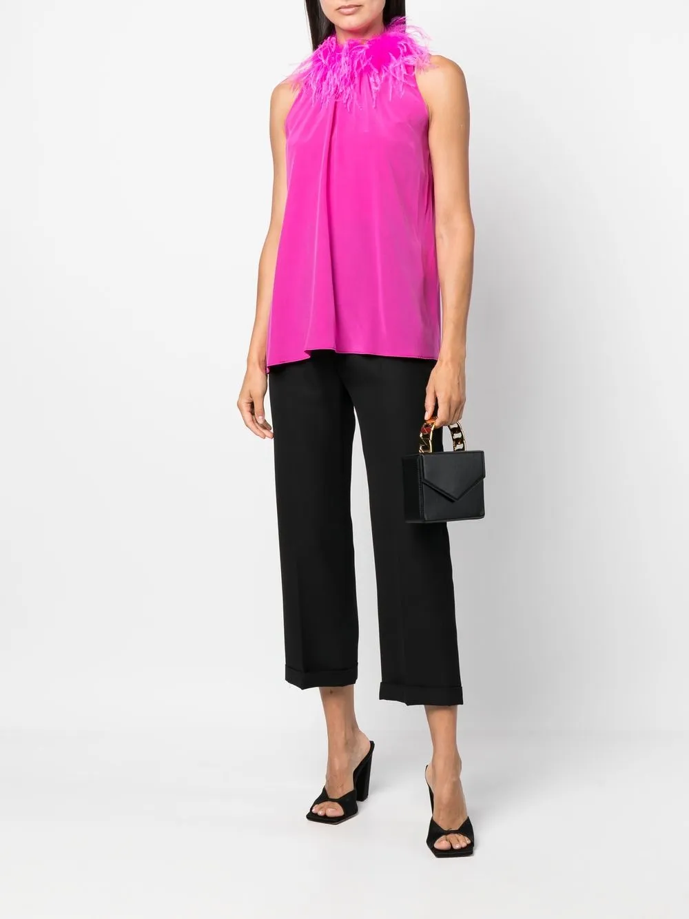 STYLAND Blouse met veren afwerking - Roze