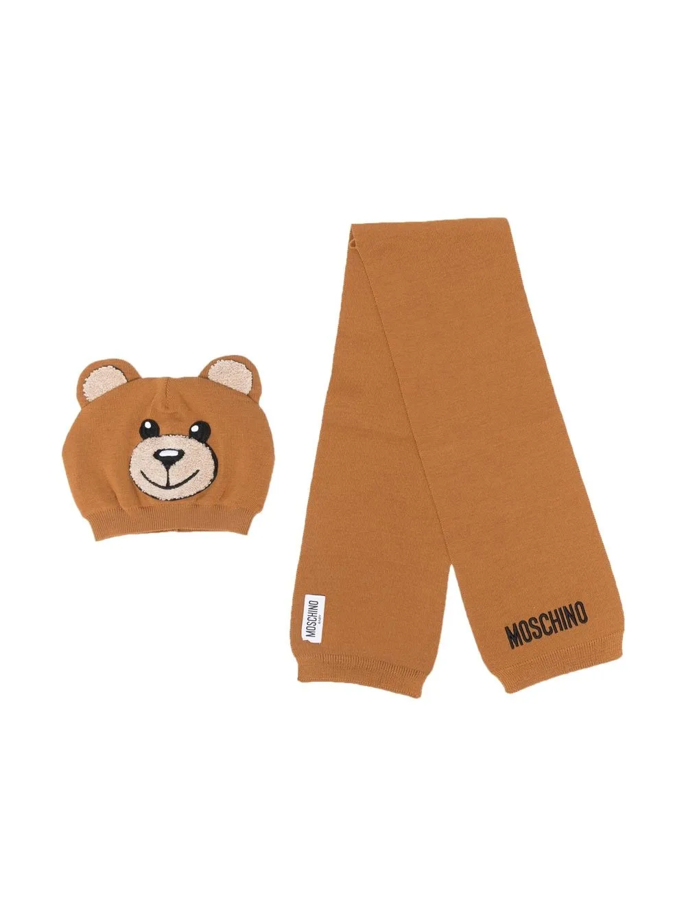 

Moschino Kids Teddy Bear hat and scarf set - Brown