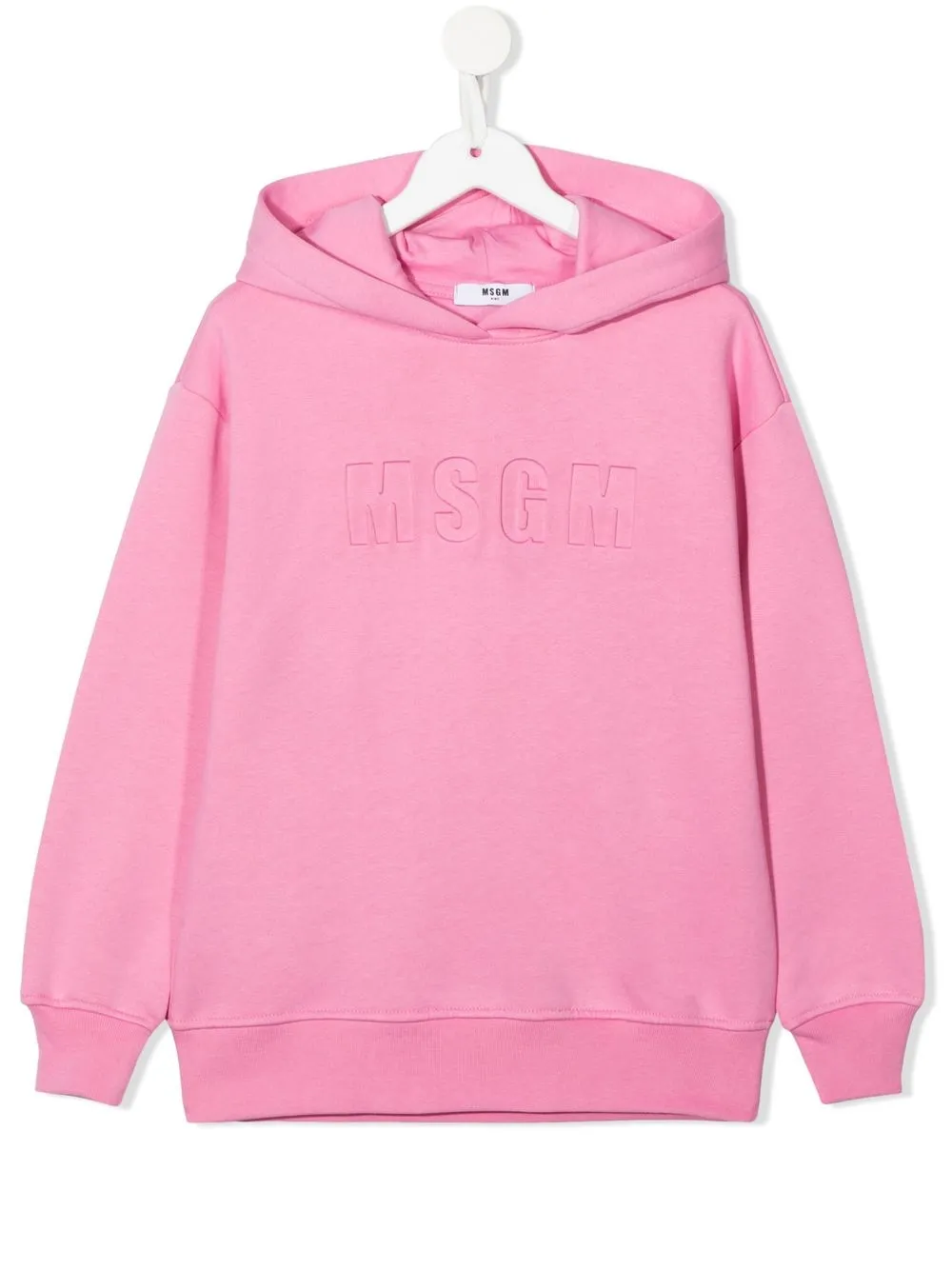 

MSGM Kids logo-embossed cotton hoodie - Pink