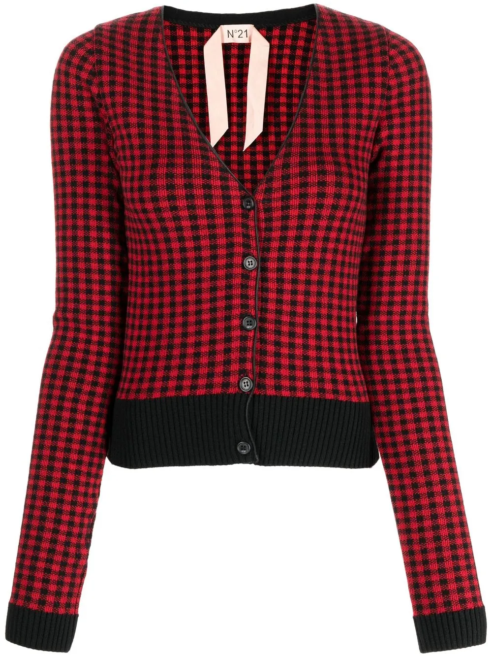 Nº21 check-pattern v-neck cardigan | Smart Closet