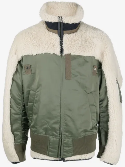 sacai panelled funnel neck jacket