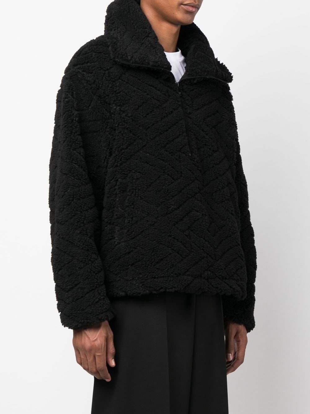 Shop Versace Textured Pullover Jacket In Black