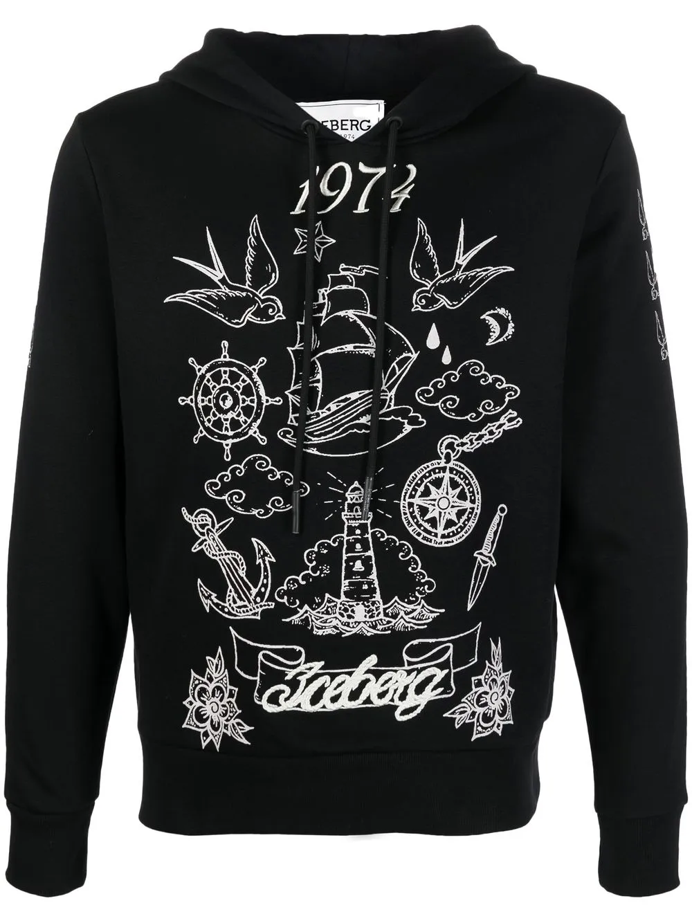 

Iceberg hoodie con estampado gráfico - Negro