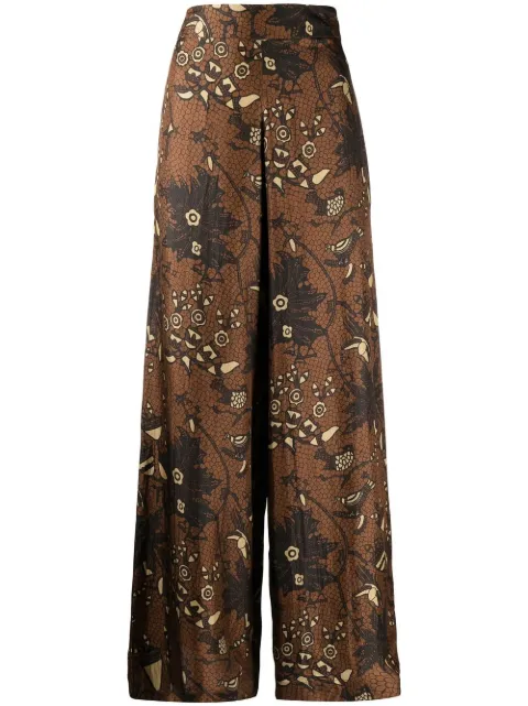Biyan pantalones palazzo de seda con estampado floral