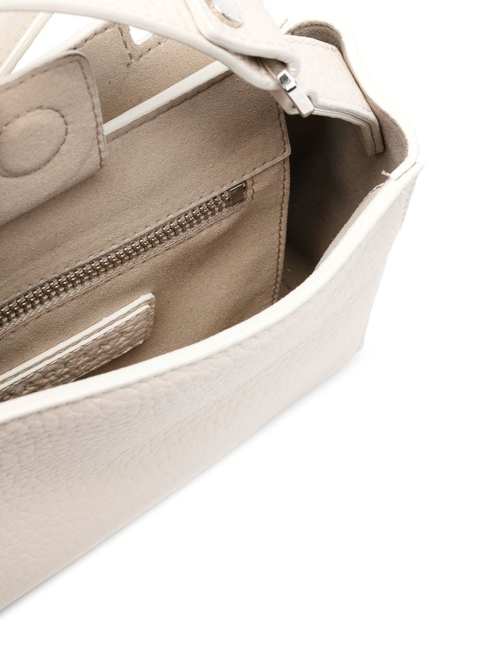 Shop Orciani Logo-lettering Grained Bag In Neutrals