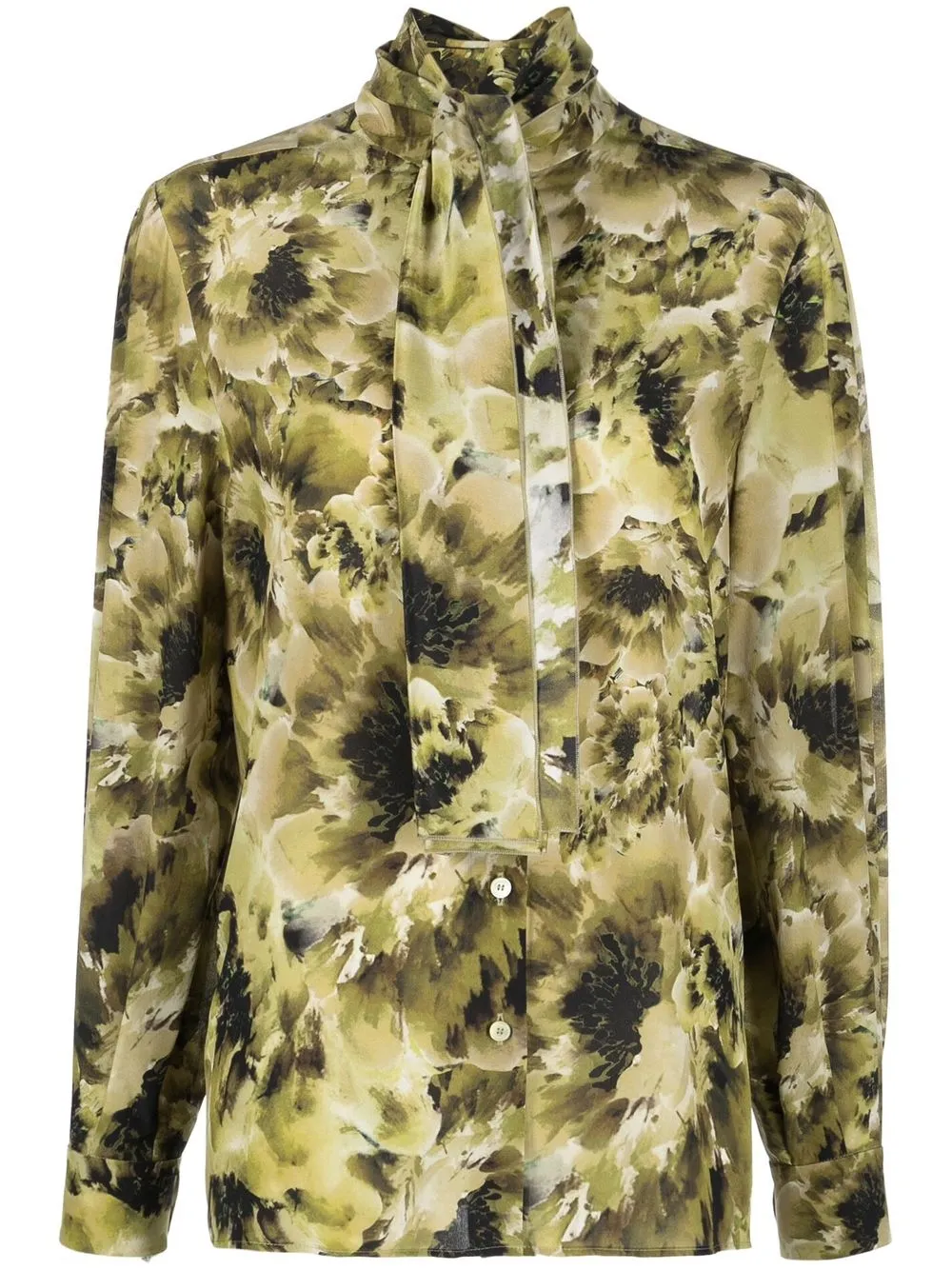 

Alberta Ferretti blusa de seda con moño y estampado floral - Verde