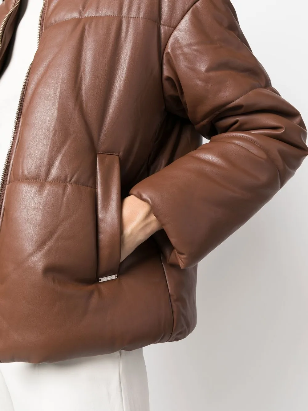 Faux leather puffer jacket - pull&bear