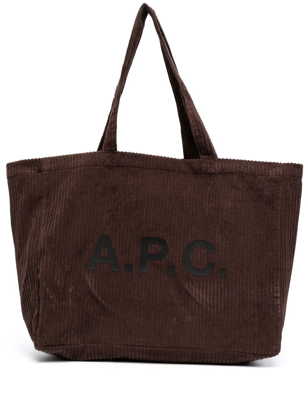 

A.P.C. logo-print corduroy tote bag - Brown