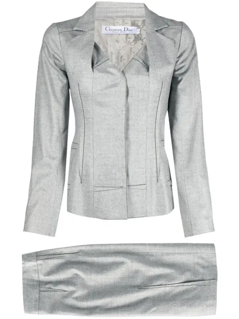 Christian Dior 1990s pre-owned draped neck skirt suit