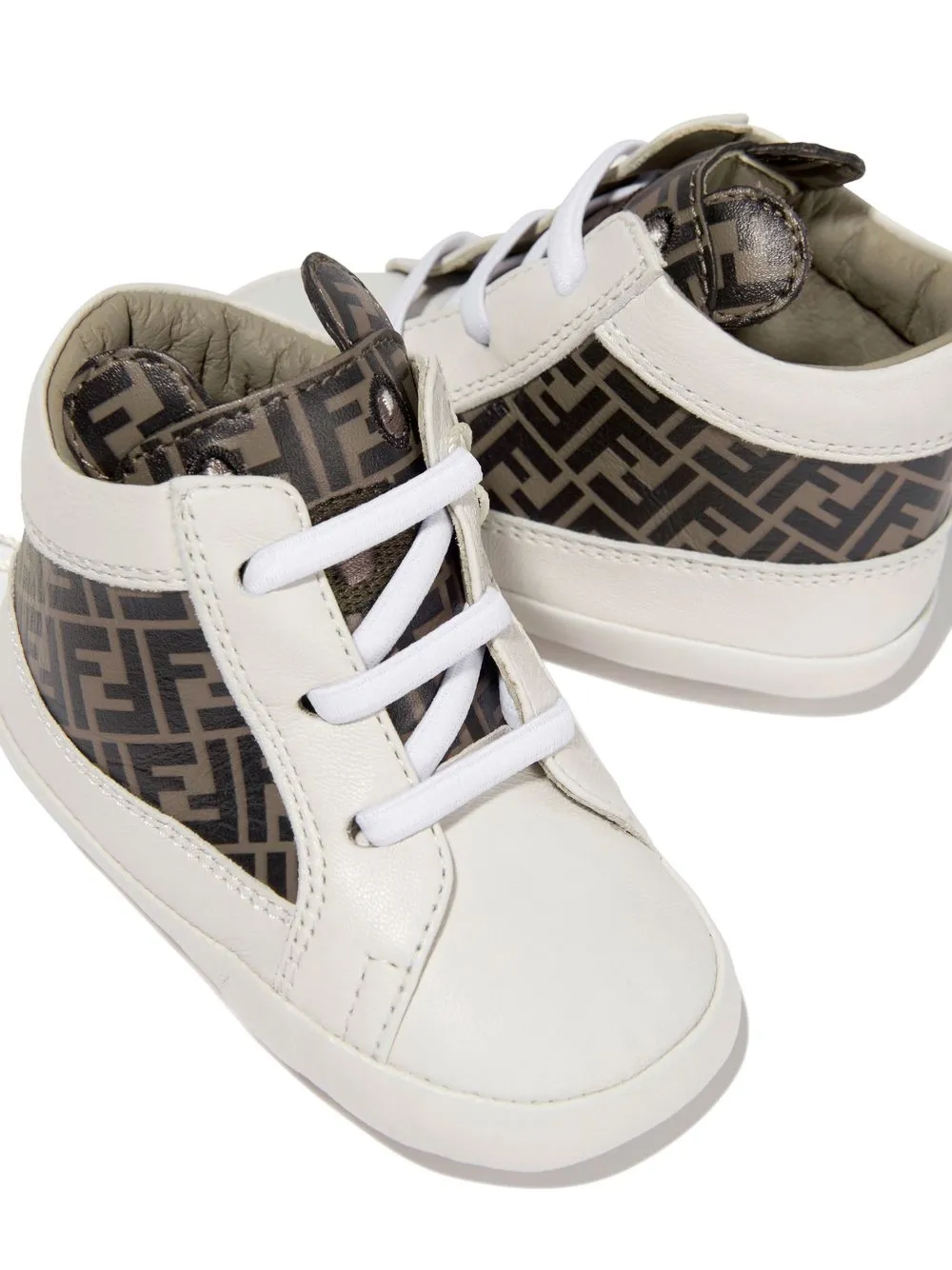 Fendi Kids FF-print ankle high-top sneakers White