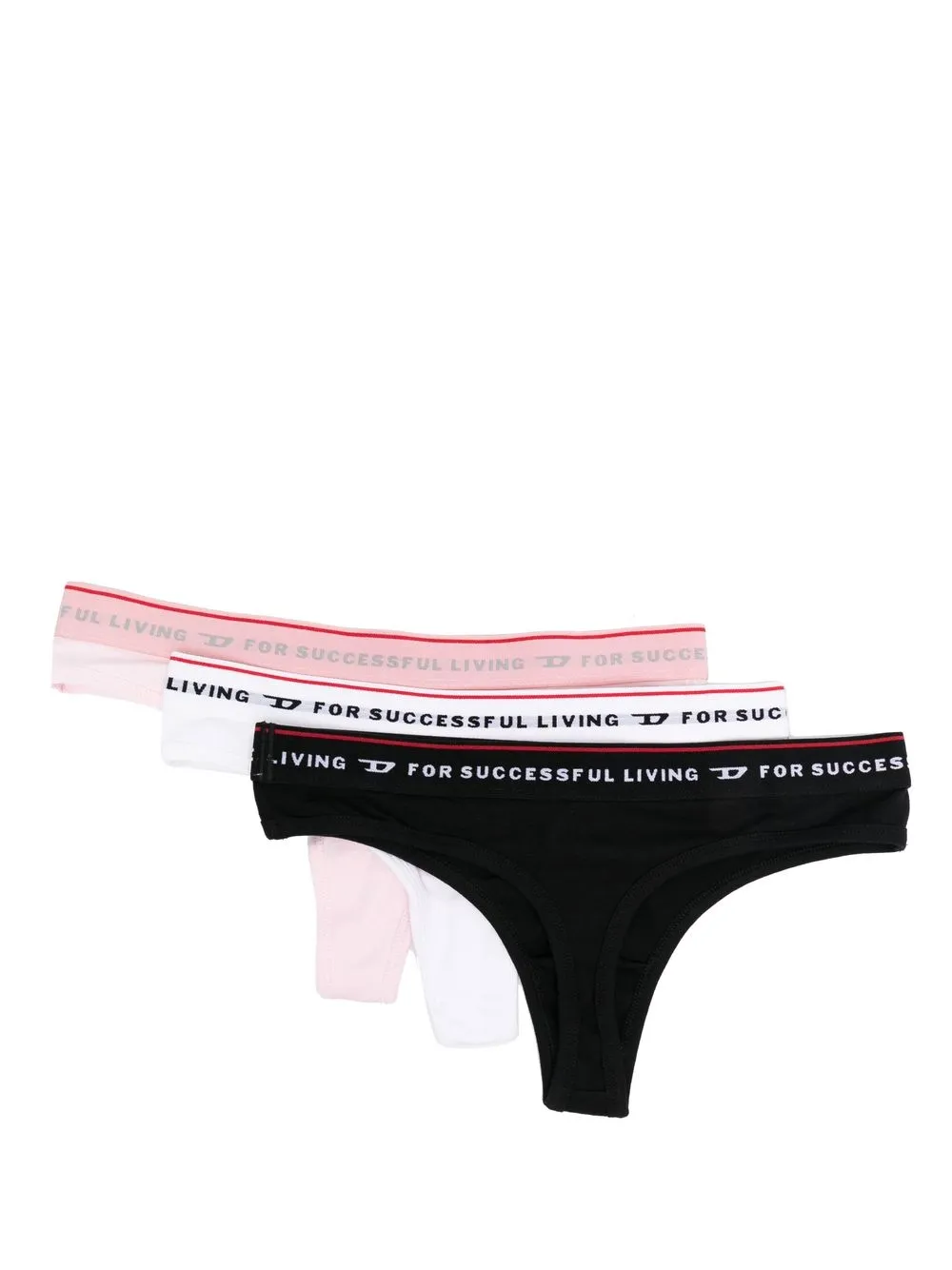 

Diesel pack de tres tangas con logo en la pretina - Rosado