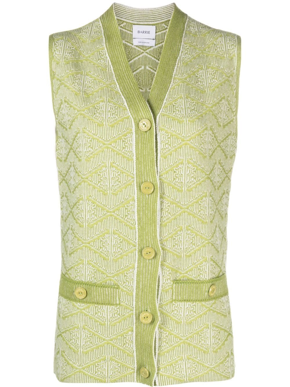 Barrie Patterned Jacquard Cardigan In Green