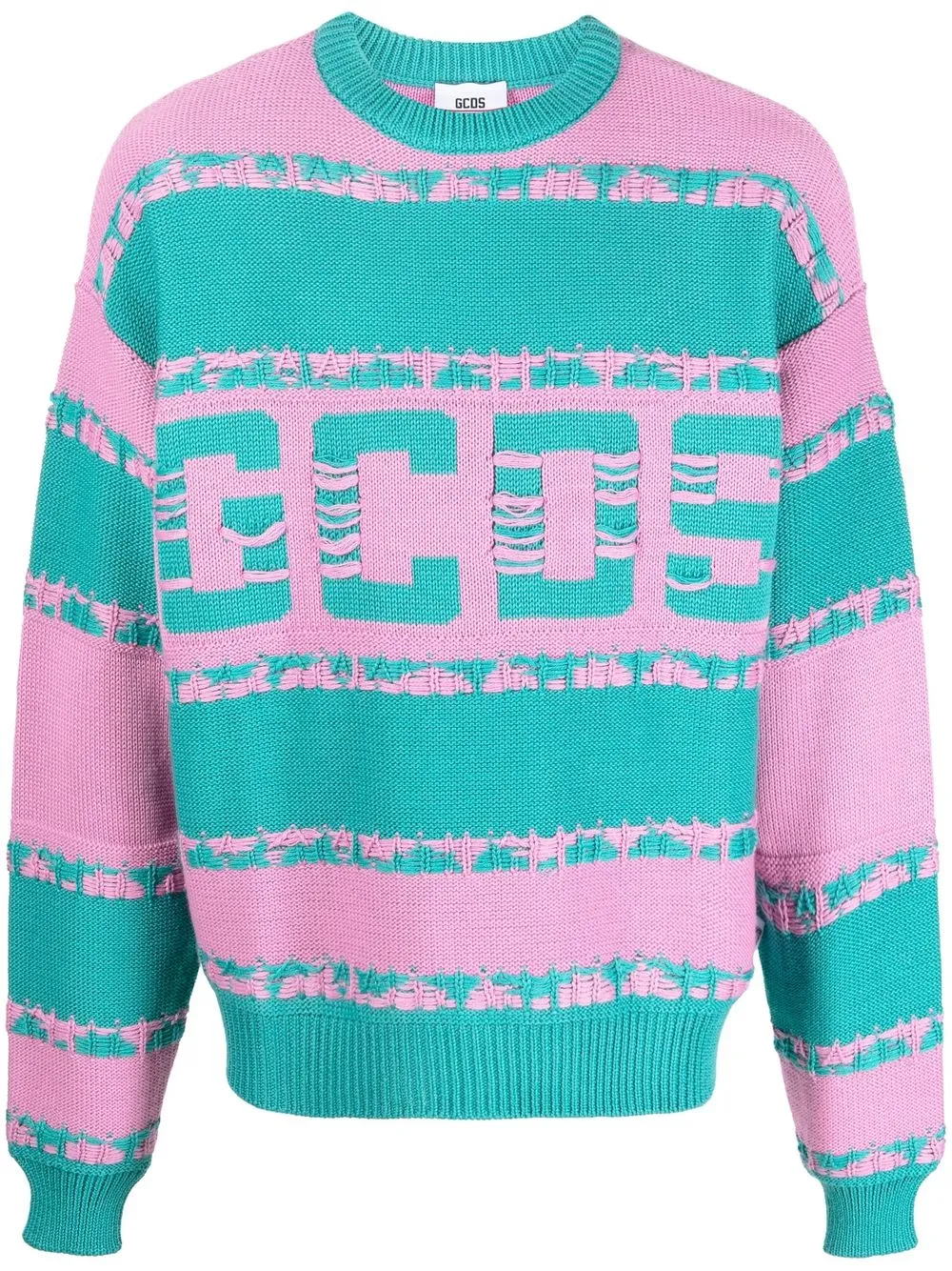 Gcds striped-logo sweater - Blue