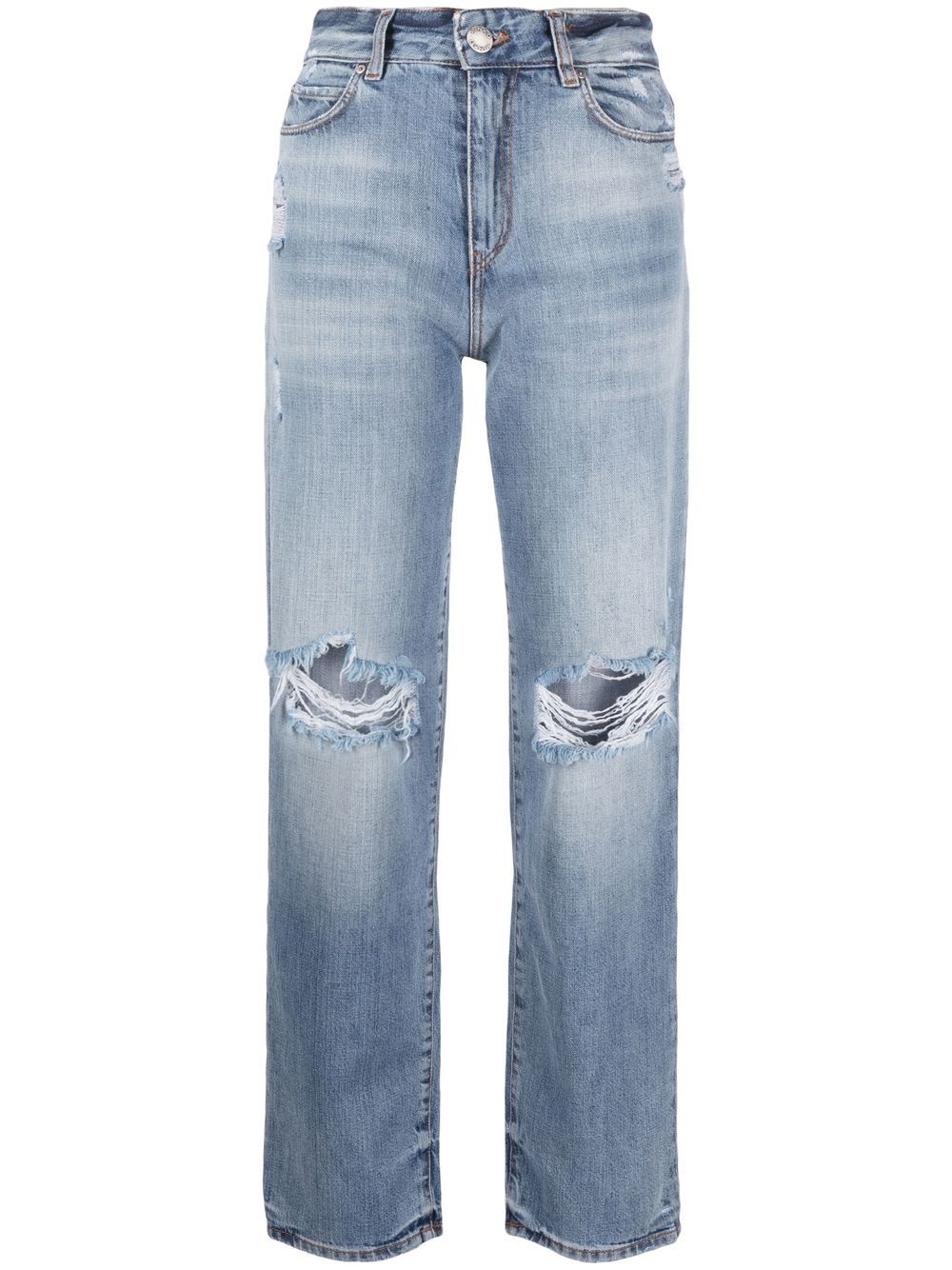 Pinko Straight-leg Ripped Jeans In Blue