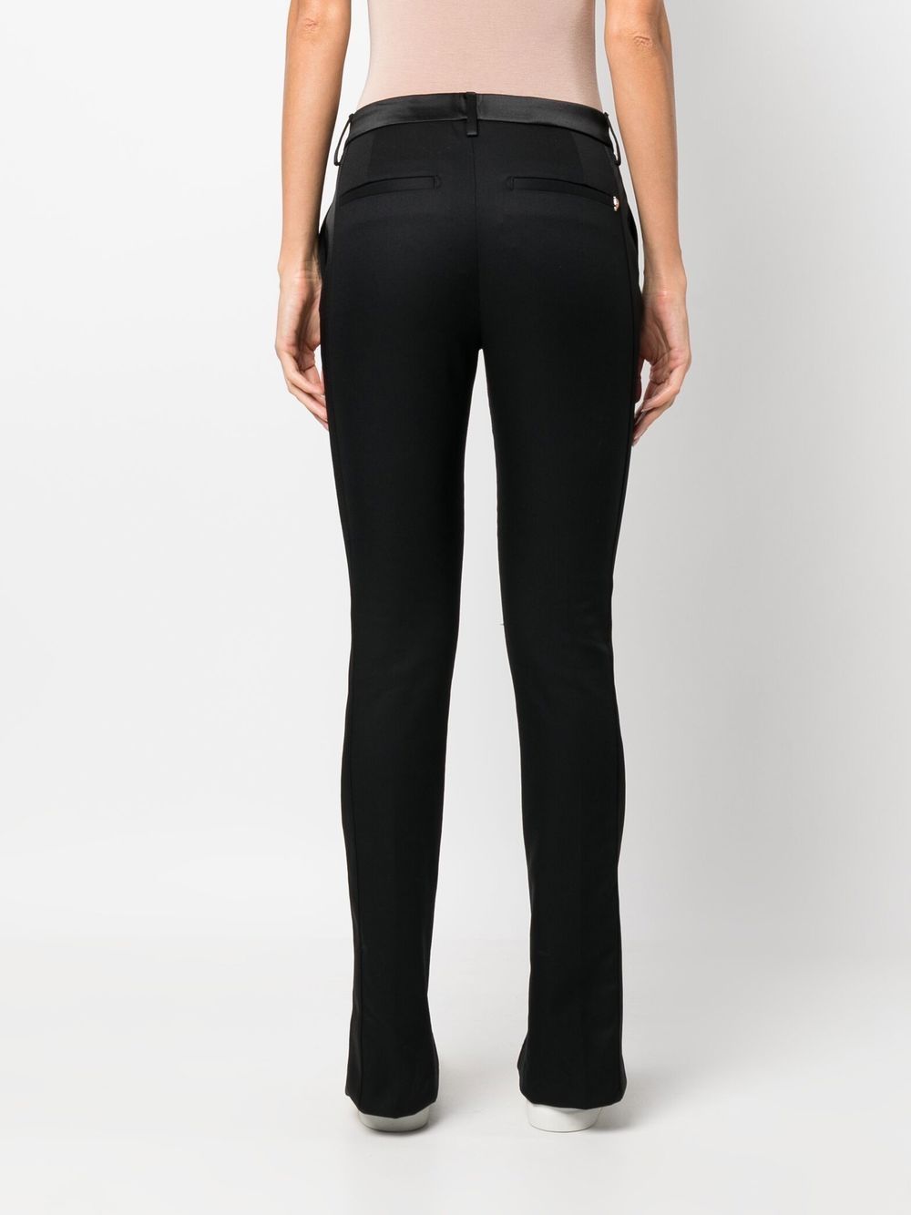 Shop Dondup Slit-detailed Slim-fit Trousers In Schwarz